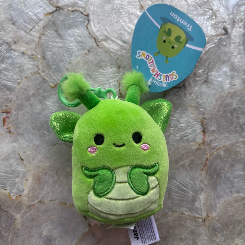 Squishmallows Trenton Lime Green Plush Keychain